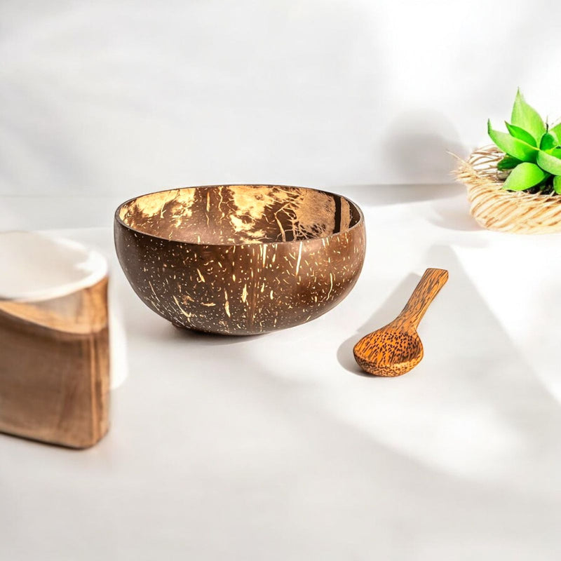 Coconut Shell Bowl With Wooden Spoon
